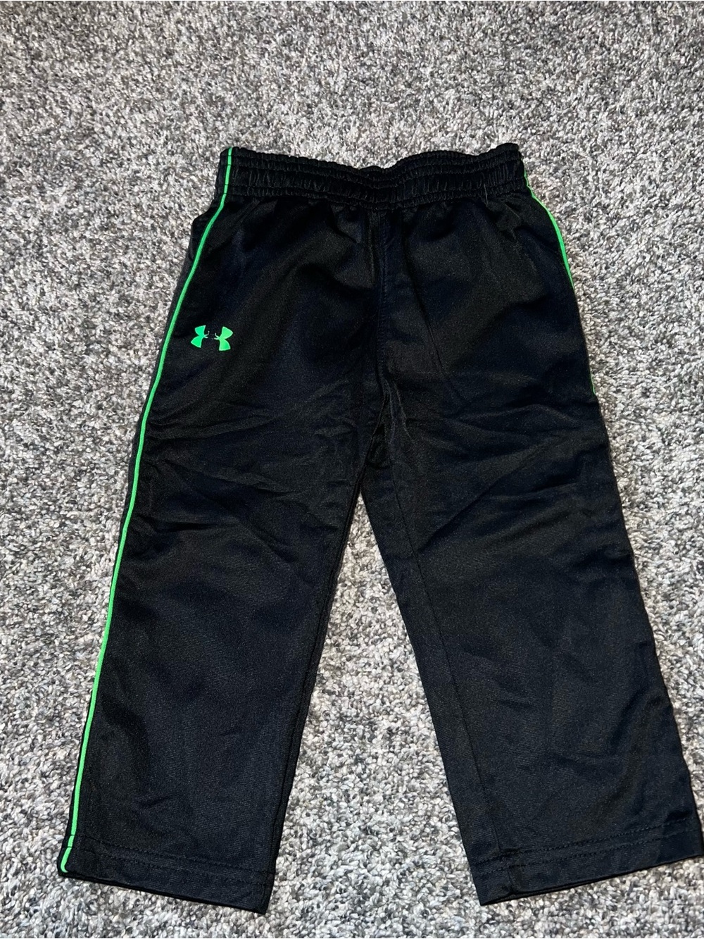 Under Armour toddler Black Sweatpants with Neon Green Piping